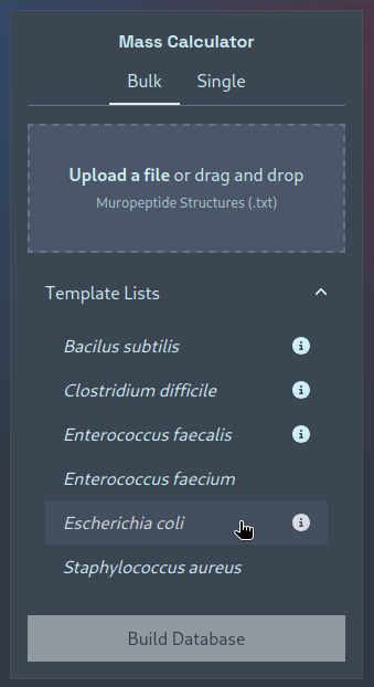 List of muropeptide template-lists