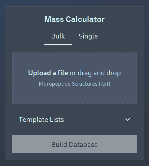 Initial screenshot of the Mass Calculator UI