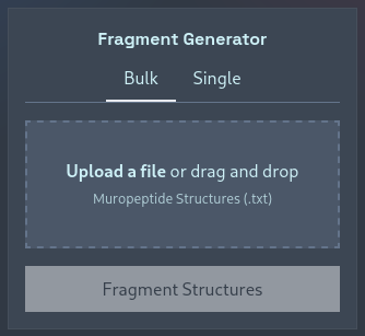 Initial screenshot of the Fragment Generator UI